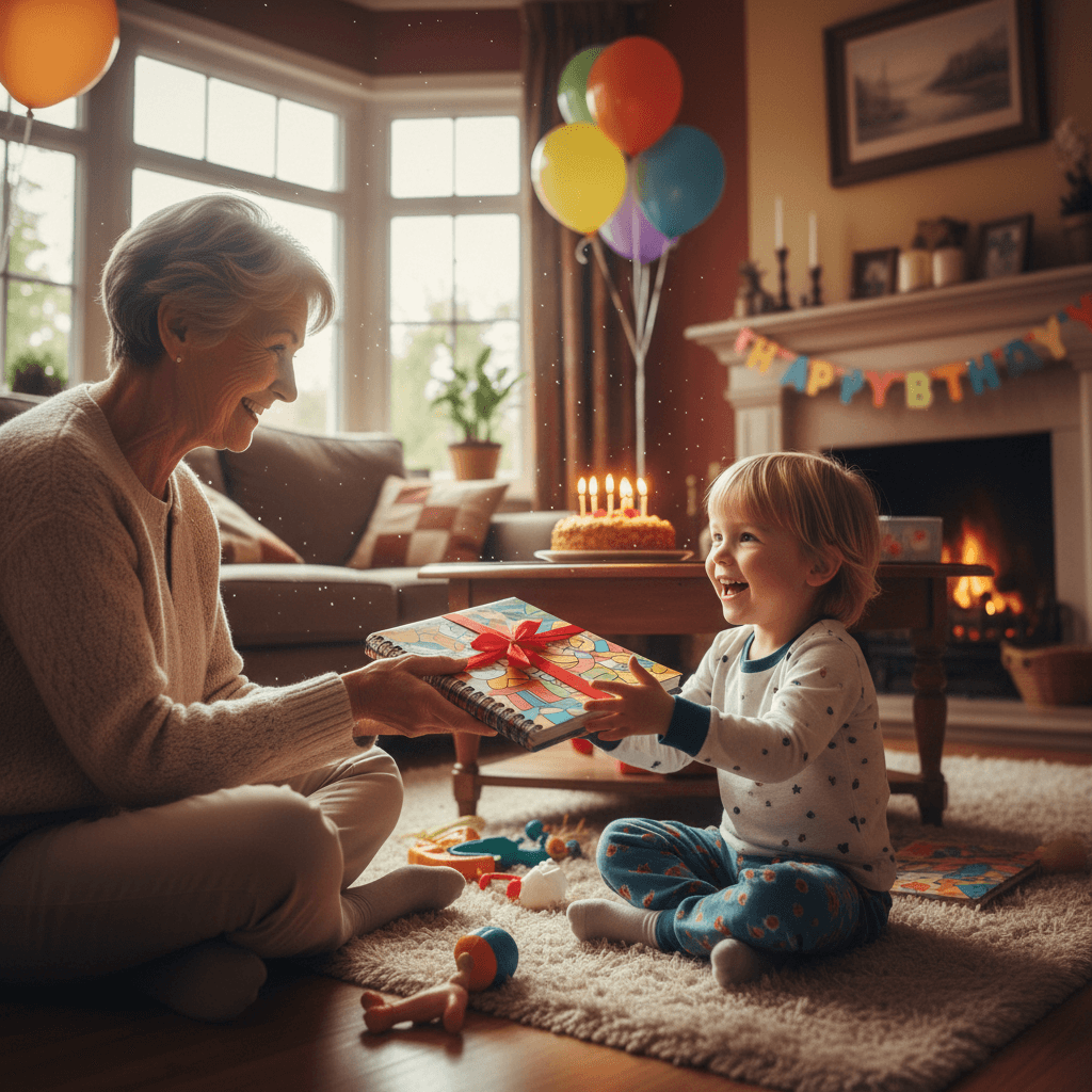 A personalized birthday coloring book given as a gift, made from a child's photo